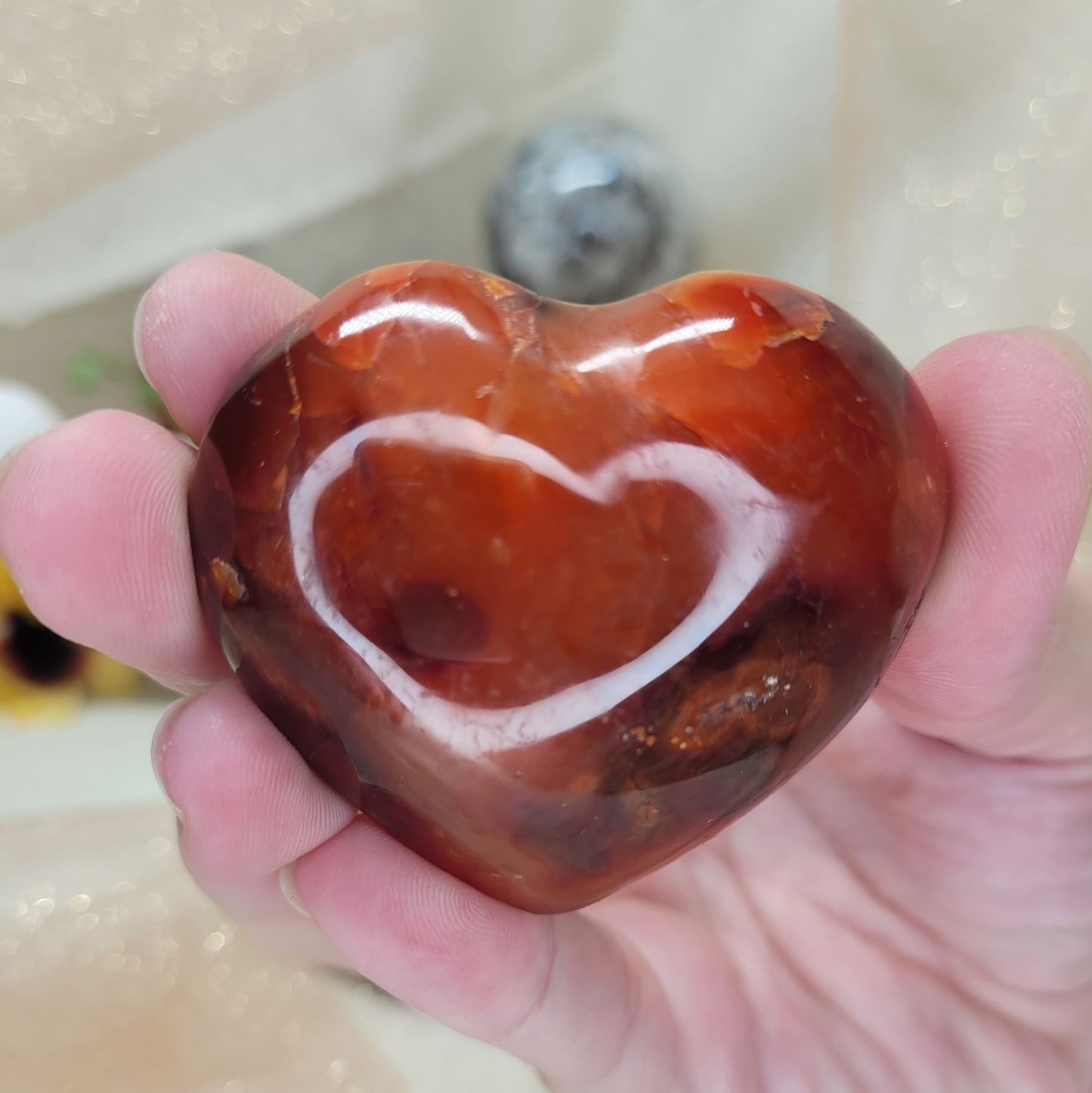 Carnelian Heart Palm Stone