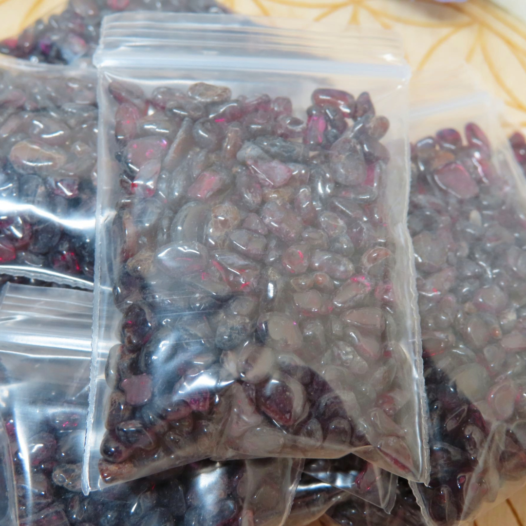 Garnet Chip Stones in Multiple Bags