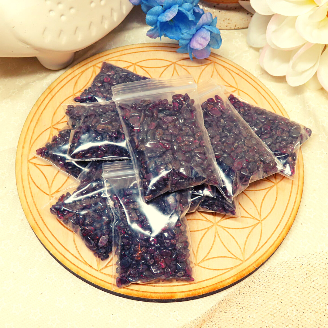 Garnet Chip Stones in Multiple Bags