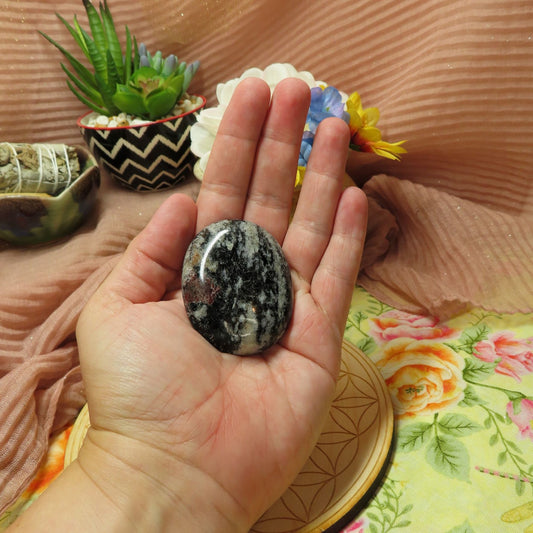 Garnet & Black Tourmaline Palm Stone