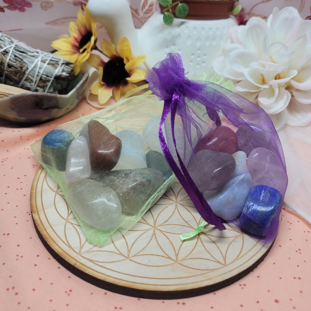 7 Crystal Chakra Set and Upgraded Crystal Chakra Set in Bags