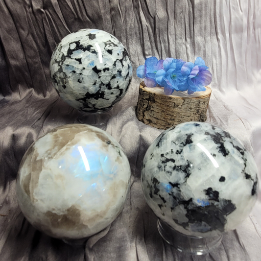 Rainbow Moonstone Spheres