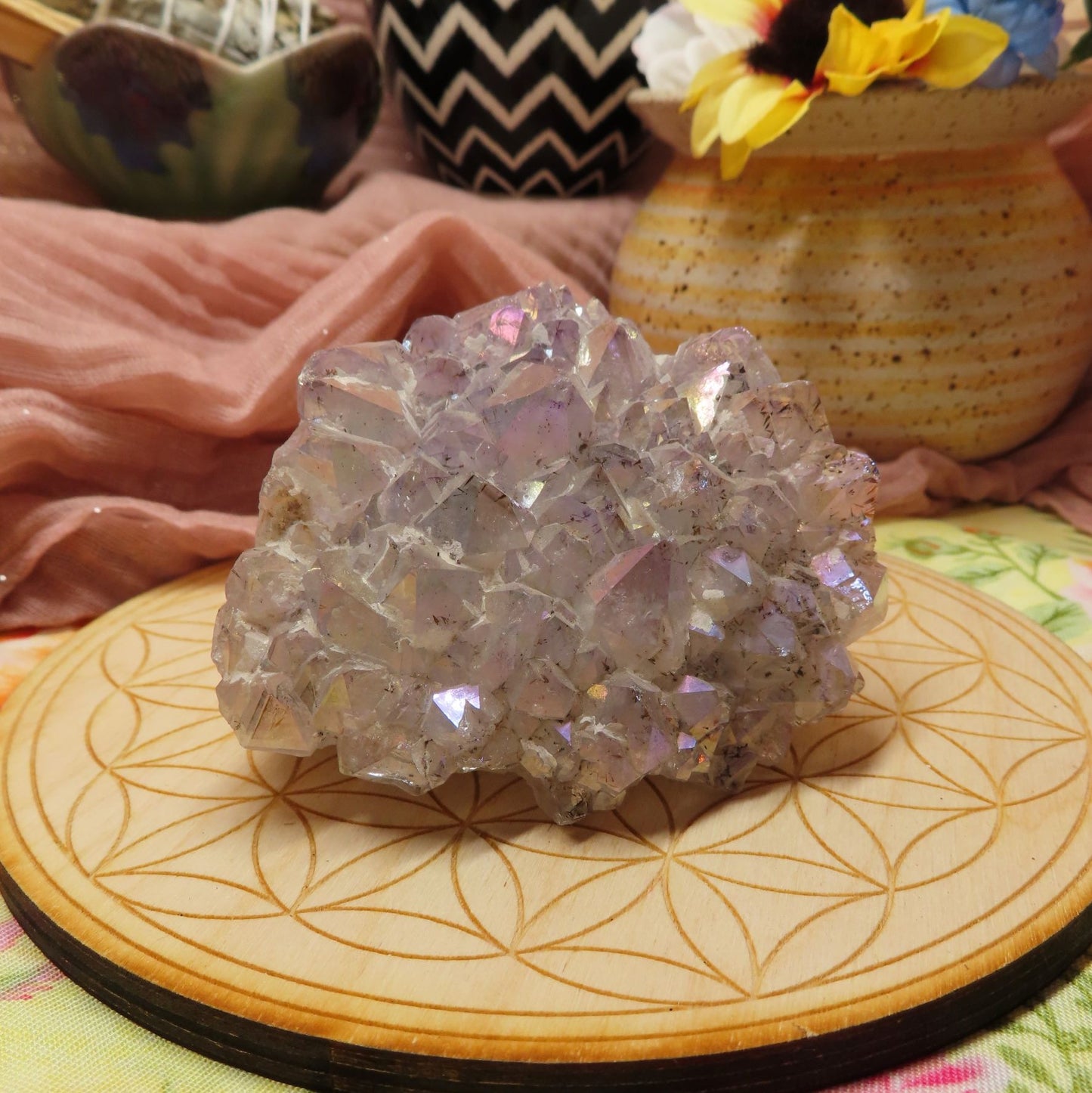 Aura Coated Amethyst Cluster