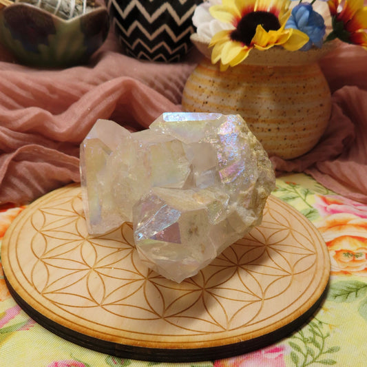 Aura Coated Clear Quartz Cluster