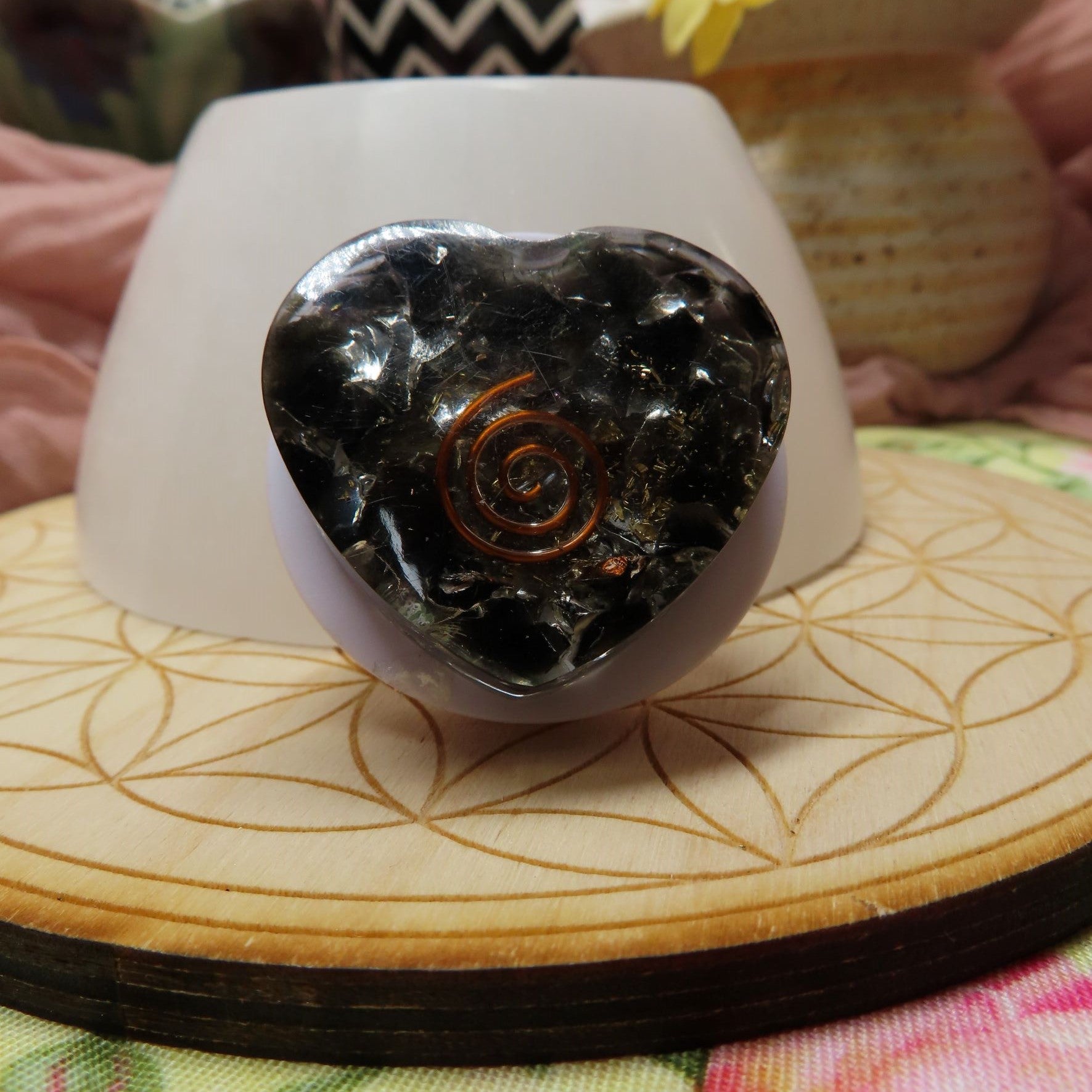 Smoky Quartz Heart Orgone Pop Sockets