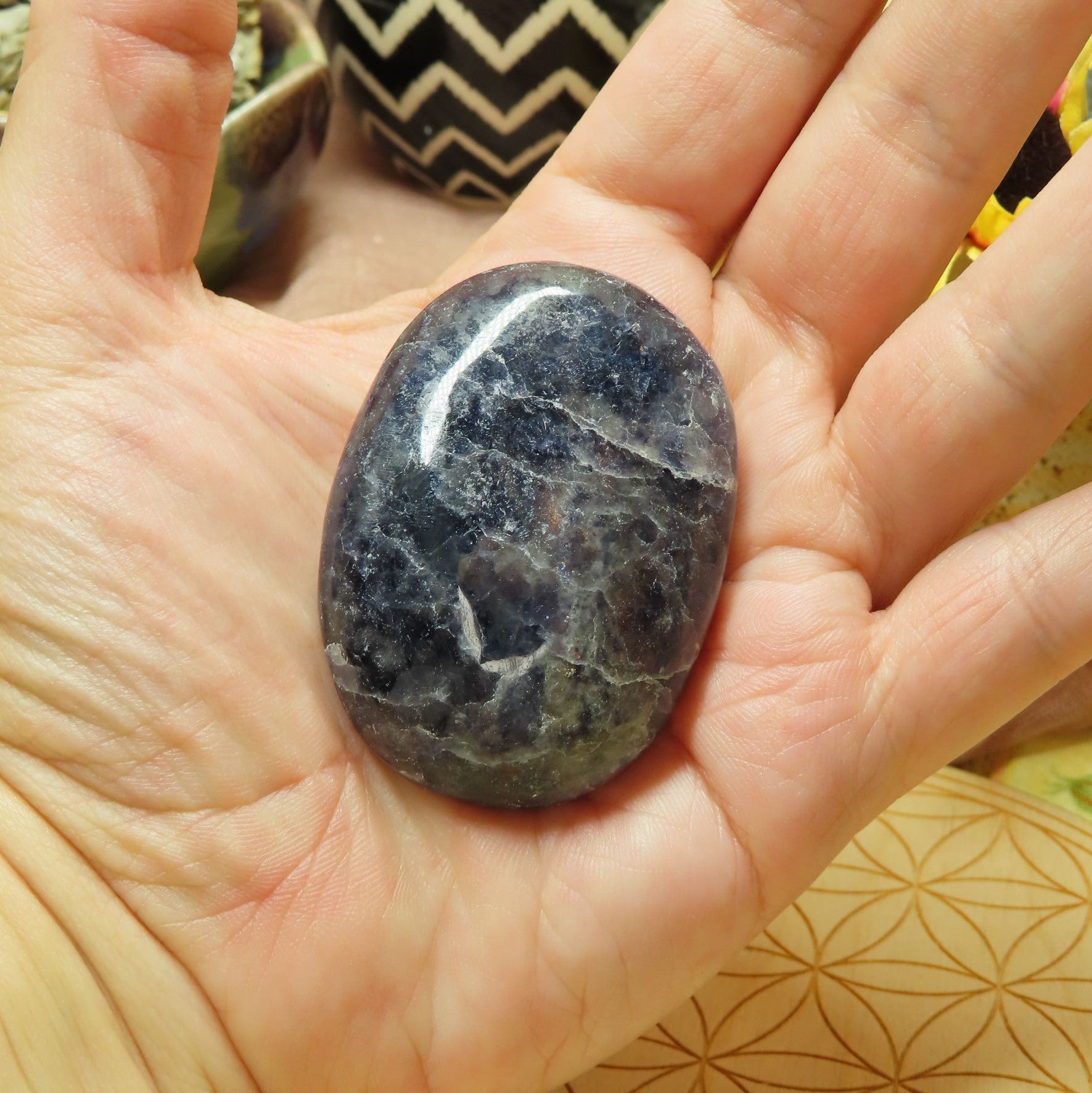 Iolite Palm Stone