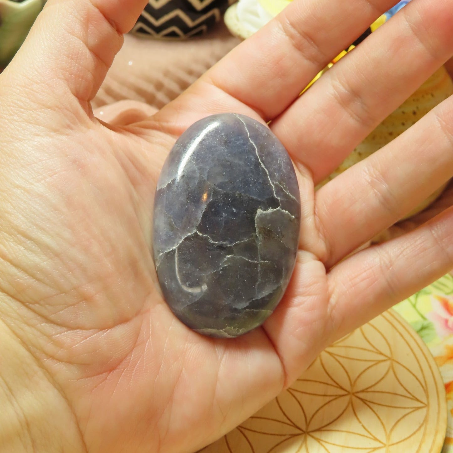 Iolite Palm Stone