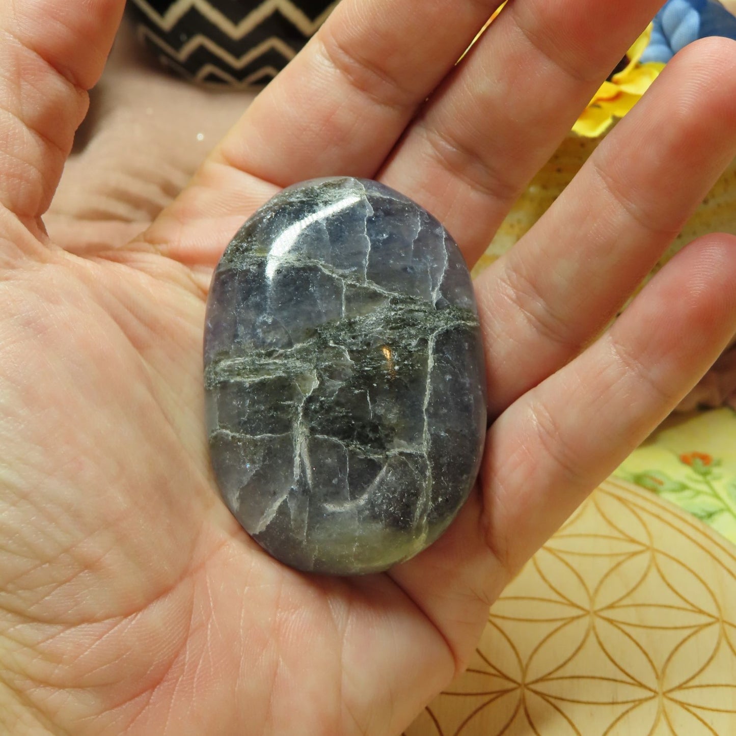 Iolite Palm Stone