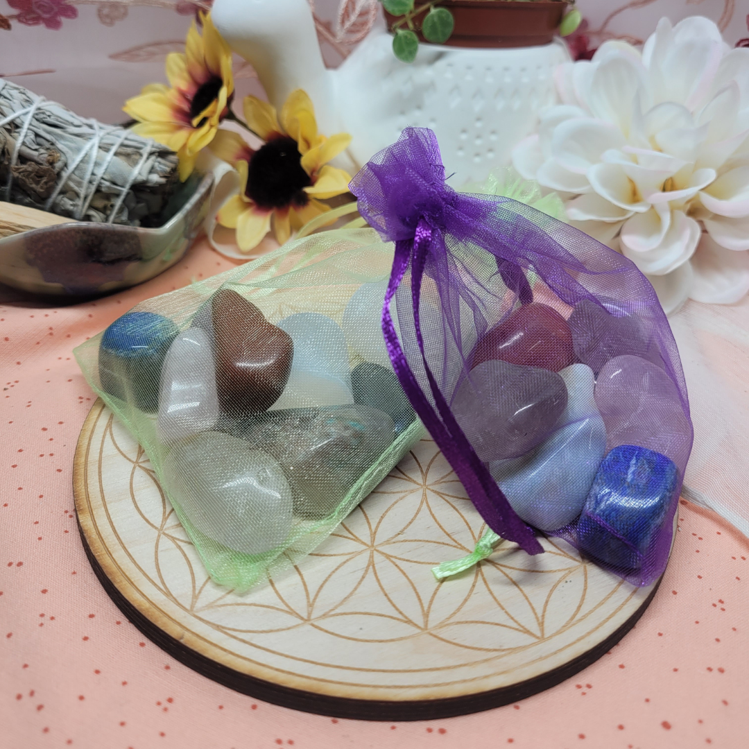  7 Crystal Chakra Set and Upgraded Crystal Chakra Set in Bags