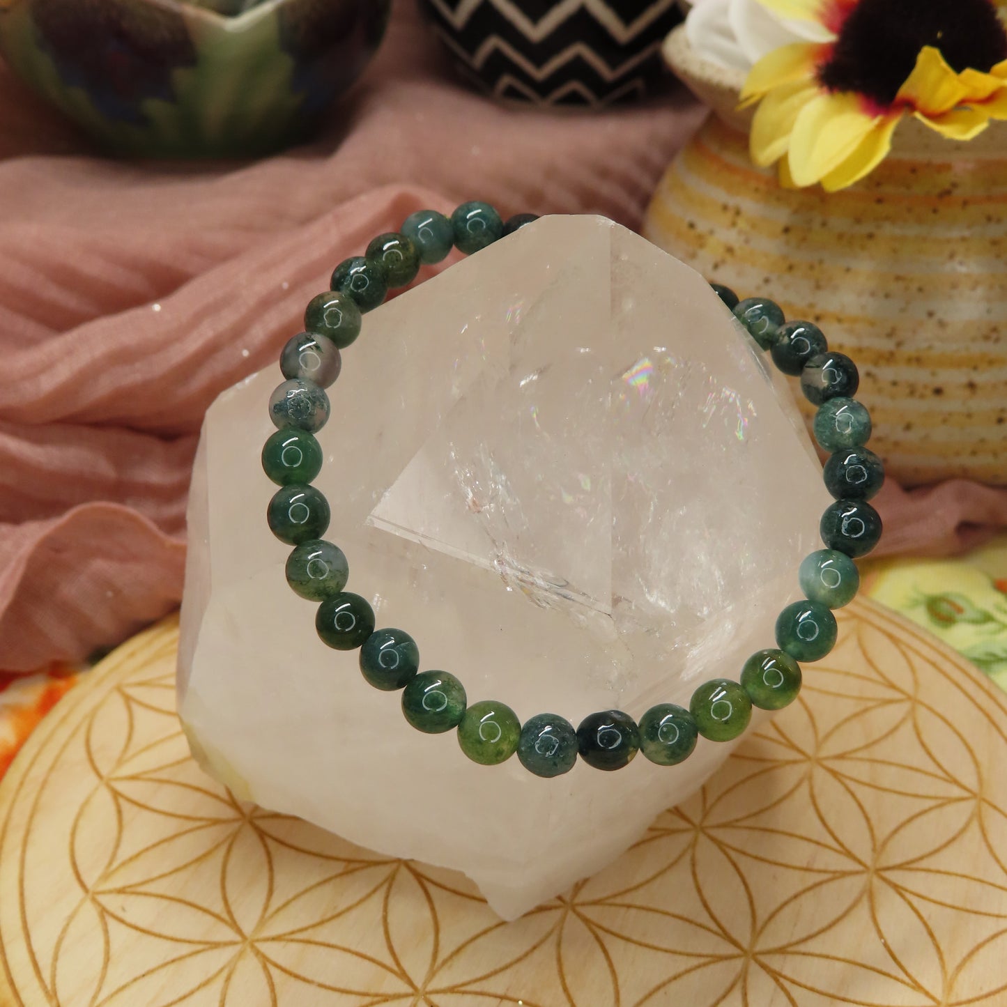 6MM Moss Agate Bracelet