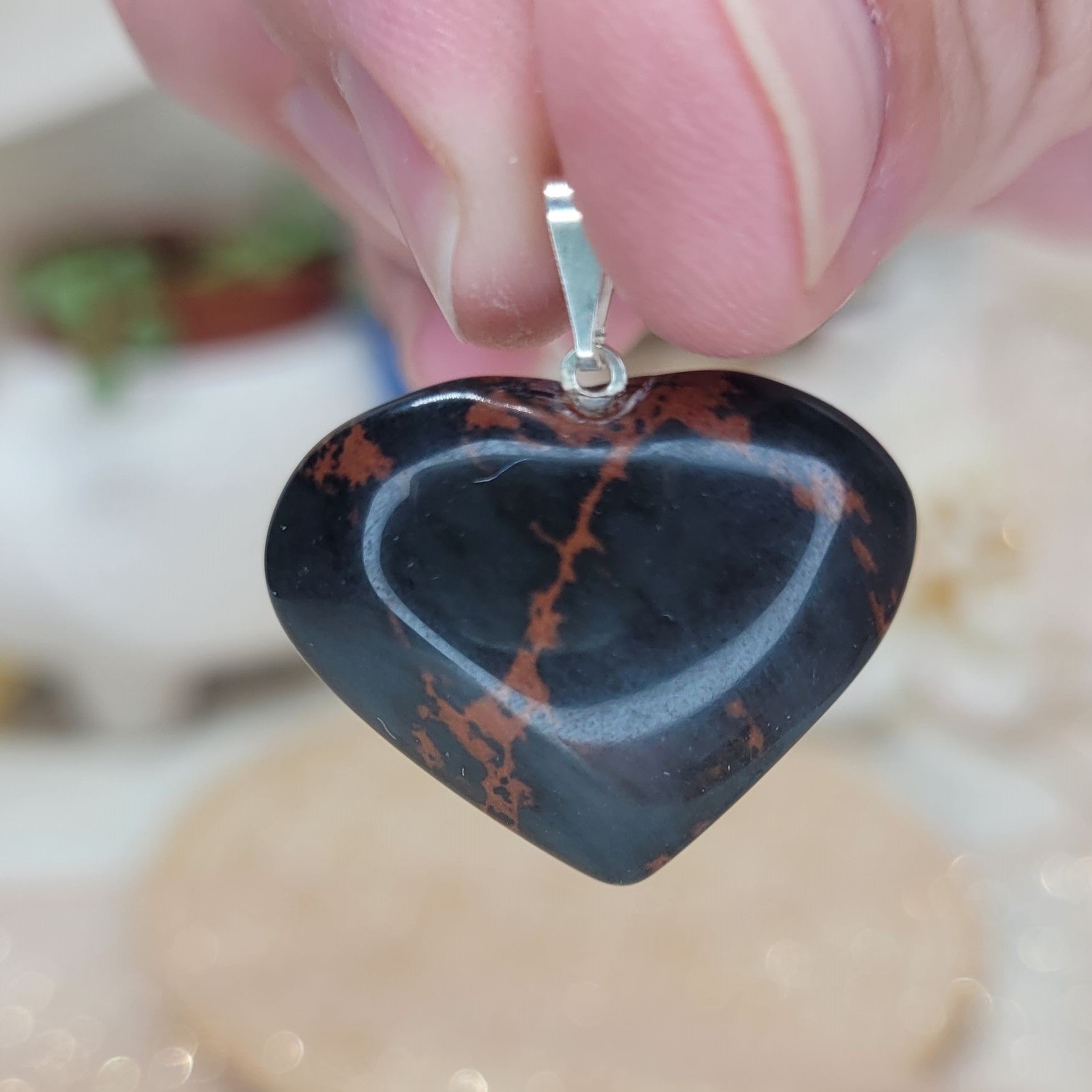 Mahogeny Obsidian Heart Pendant