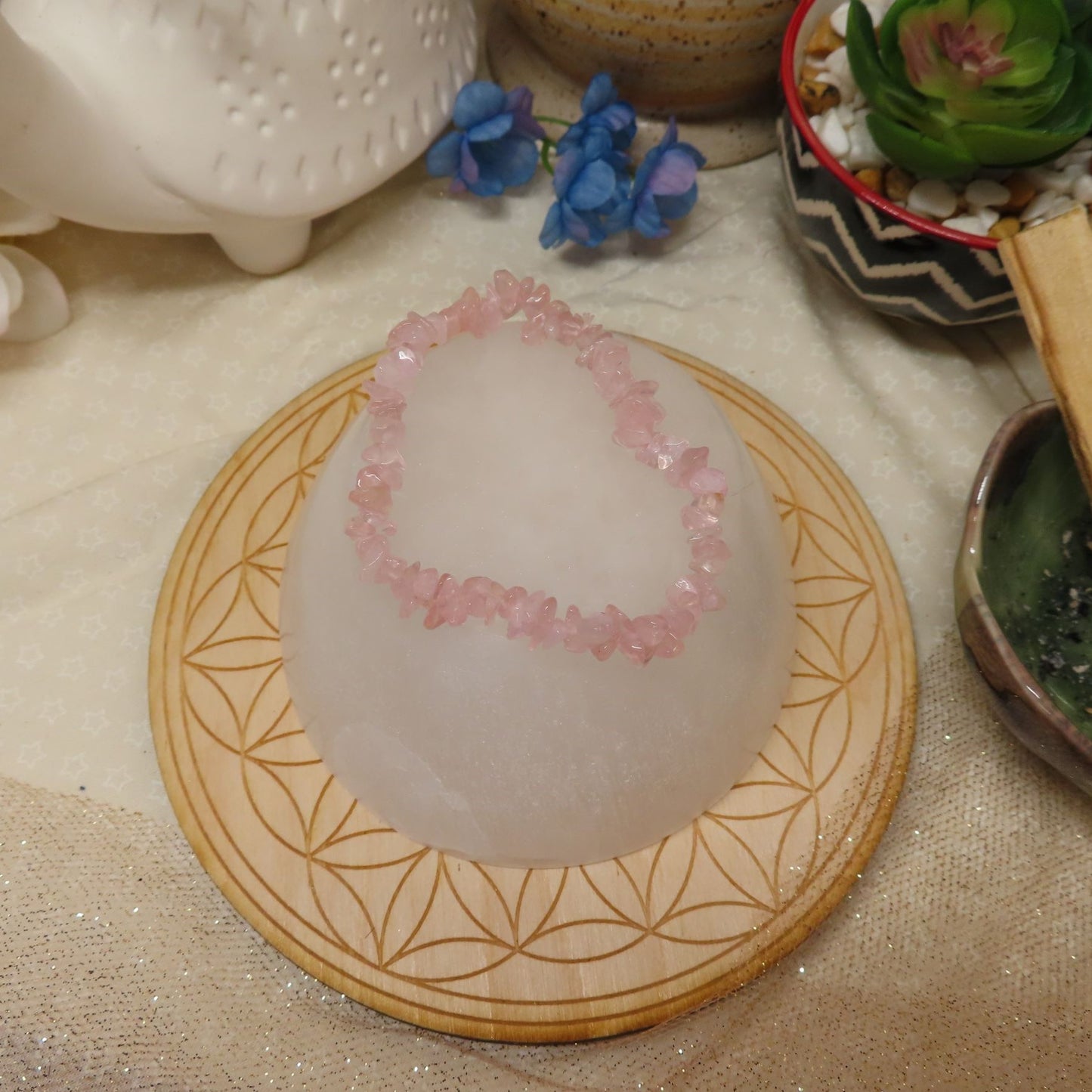 Rose Quartz Chip Bracelet