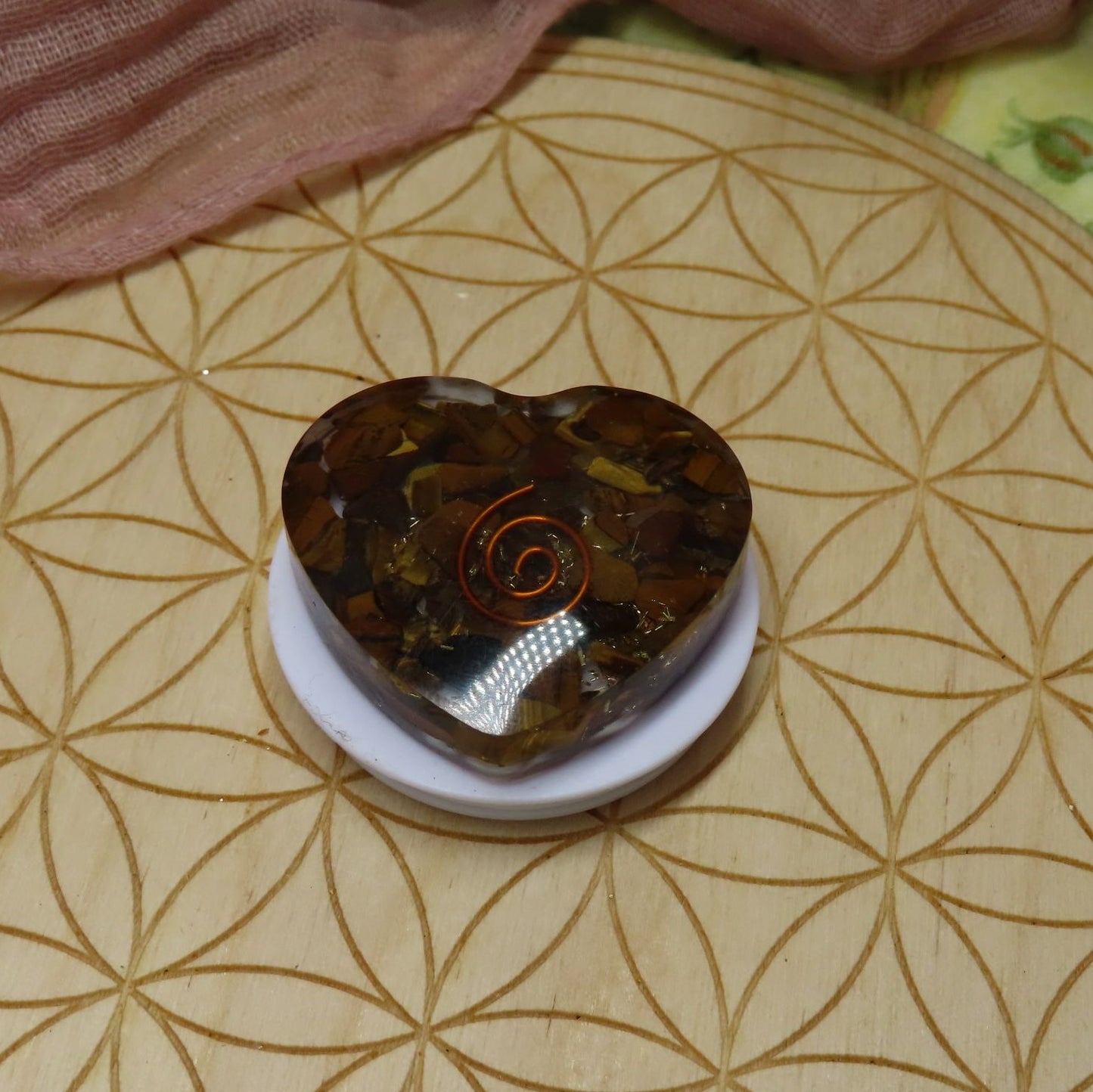 Tigers Eye Heart Orgone Pop Socket